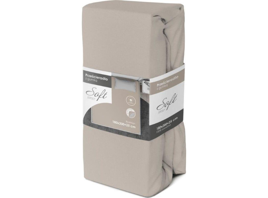 Jersey prestieradlo SOFT 200x180 cm + 25cm - šedé
