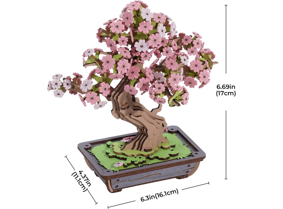 RoboTime 3D drevená skladačka Bonsaj sakura