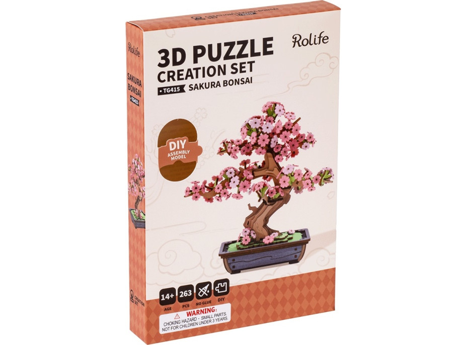 RoboTime 3D drevená skladačka Bonsaj sakura