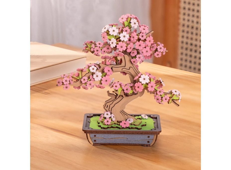 RoboTime 3D drevená skladačka Bonsaj sakura
