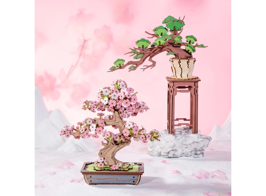 RoboTime 3D drevená skladačka Bonsaj sakura