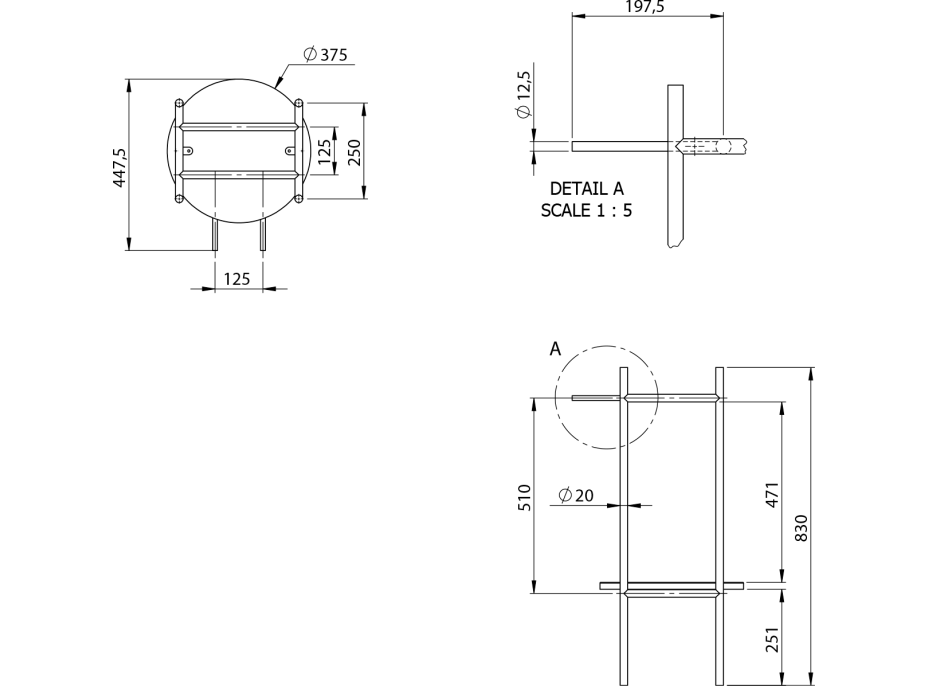 Sapho PUNO podstavec pod okrúhle umývadlá 375x830x448xmm, zlato mat SKA380-5
