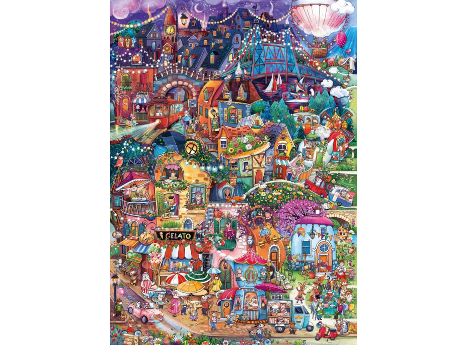 HEYE Puzzle Happy Town: Dobrý večer! 1000 dielikov