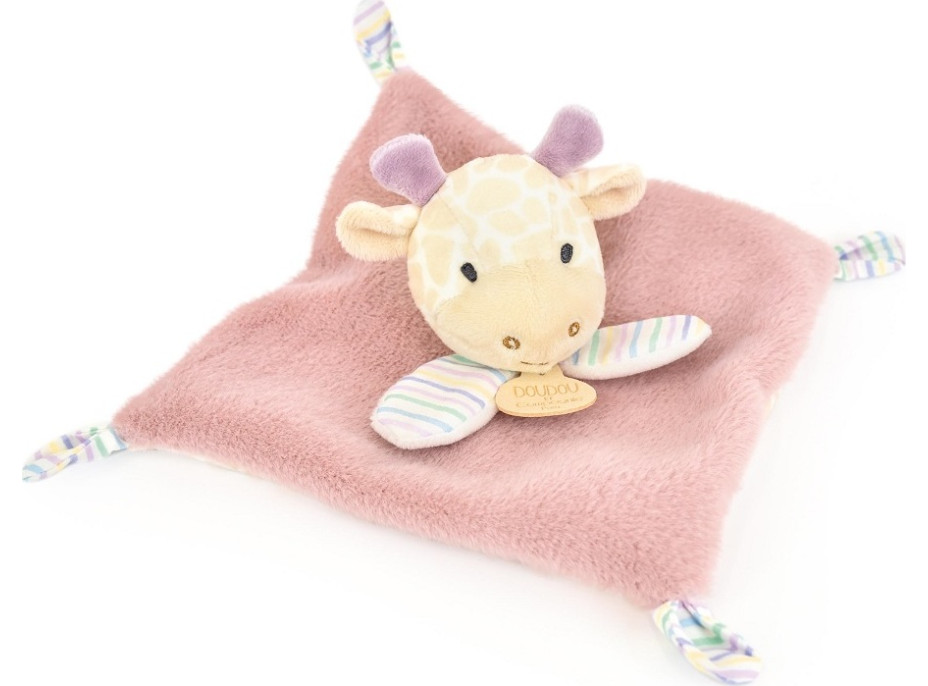 Doudou Plyšový muchláčik ružový Žirafa 19 cm
