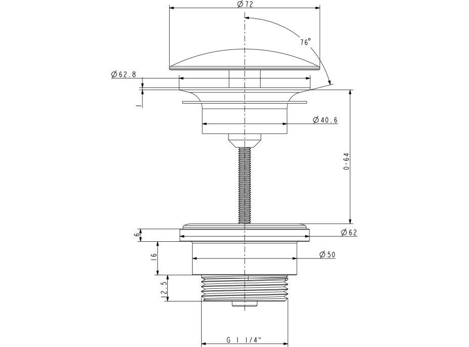 Silfra Umývadlová výpusť 5/4“, neuzatvárateľná, veľká zátka, 5-55mm, zlato UD52552