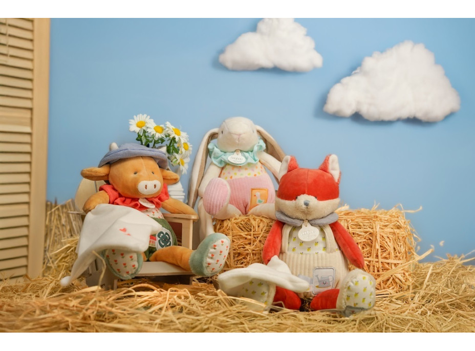 Doudou Darčeková sada ružová Zajačik Ciboulette s dečkou 28 cm