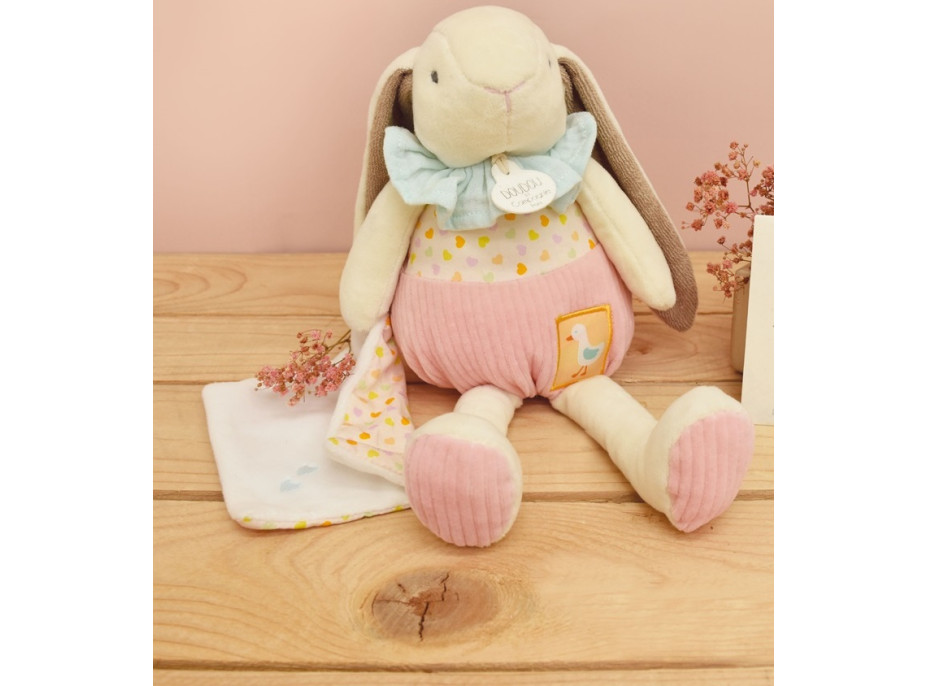 Doudou Darčeková sada ružová Zajačik Ciboulette s dečkou 28 cm