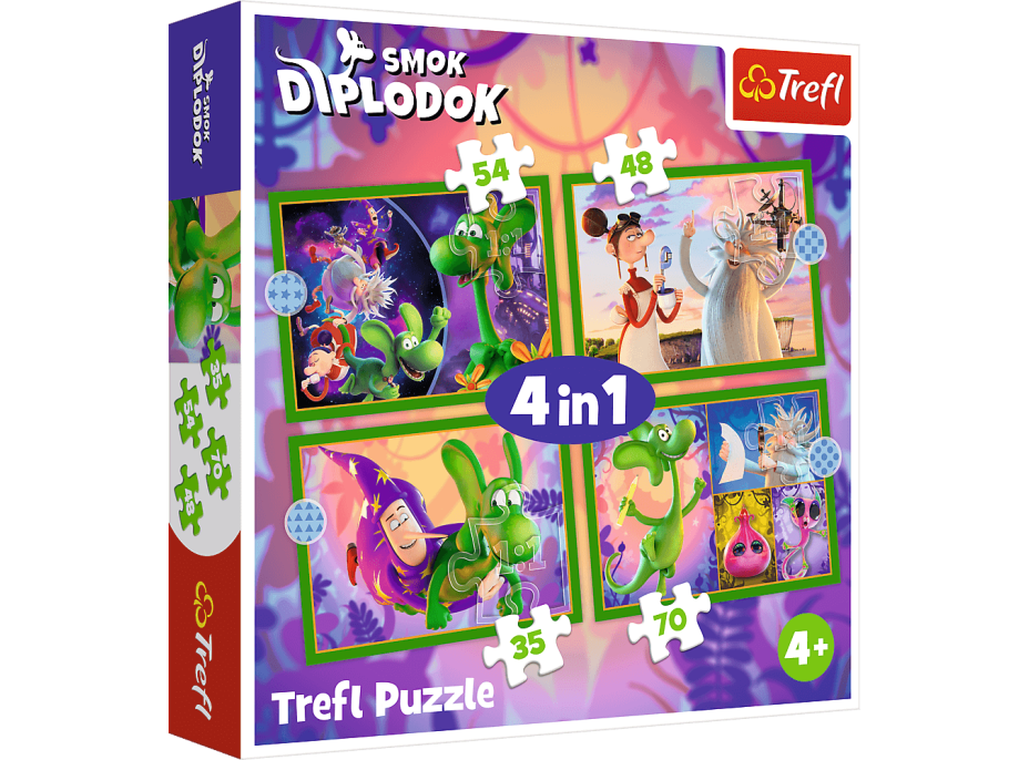 TREFL Puzzle Hokus pokus Diplodokus 4v1 (35,48,54,70 dielikov)