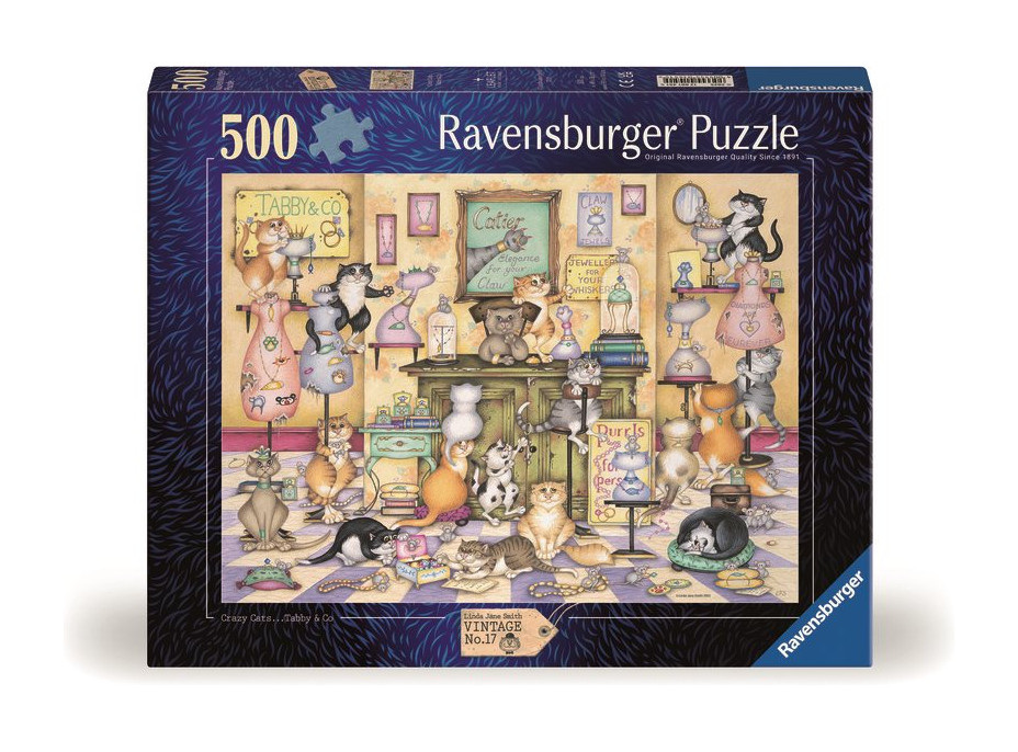 RAVENSBURGER Puzzle Hrátky rozvádzaných mačiek 500 dielikov