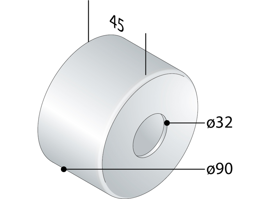 Omp Tea Rozeta 90/32 mm, výška 45 mm, chróm 115.340.5