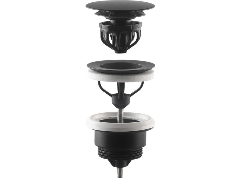 Omp Tea Umývadlová výpusť 5/4“, click-clack, veľká zátka, 10-45mm, čierna mat 7532.310.5X