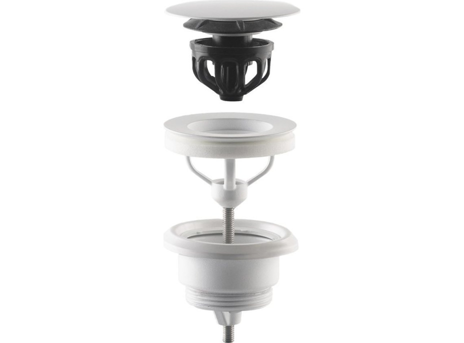 Omp Tea Umývadlová výpusť 5/4“, click-clack, veľká zátka, 10-45mm, biela mat 7532.310.5XD