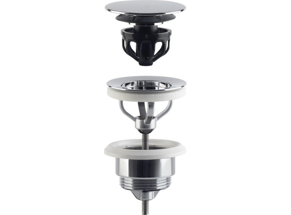 Omp Tea Umývadlová výpusť 5/4“, click-clack, veľká zátka, 10-45mm, chróm 7532.310.5