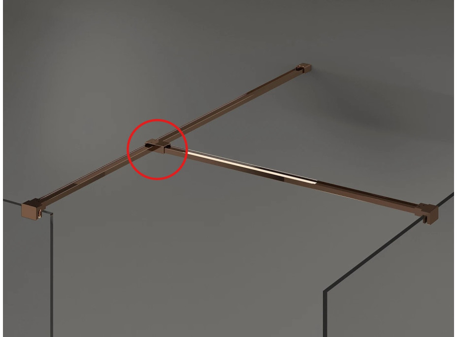 Spojka upevňovacích ramien do sprchovacieho kúta MEXEN WALK-IN KIOTO - rose gold