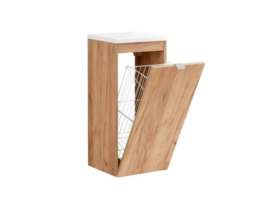 ZOSTAVNÉ: Kúpeľňová závesná skrinka KAPA dub zlatý - nízka spodná s košom na bielizeň