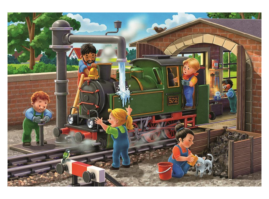 RAVENSBURGER Puzzle Staň sa opravárom lietadiel a vlakov! 2x24 dielikov