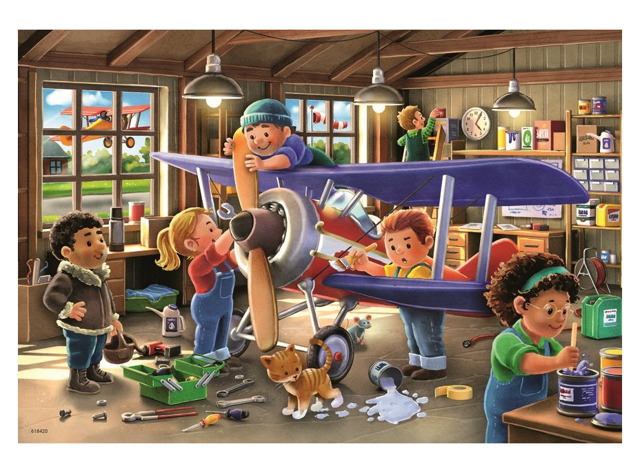 RAVENSBURGER Puzzle Staň sa opravárom lietadiel a vlakov! 2x24 dielikov