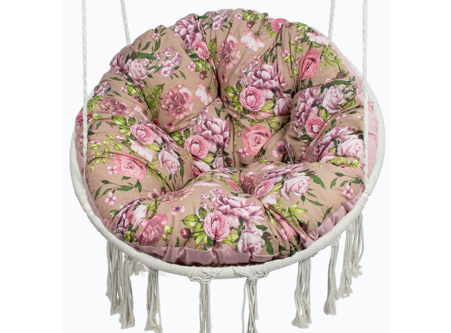 Sedací MAXI vankúš 100x15 cm do závesného kresla - ruže / hnedé