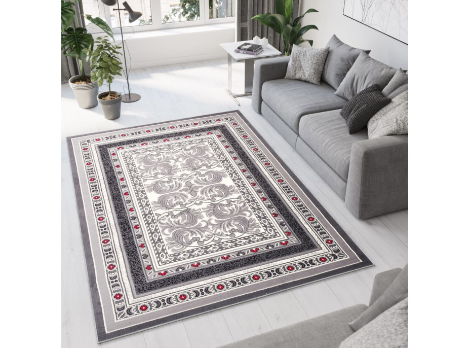 Kusový koberec TAPIS Rim - sivý/červený