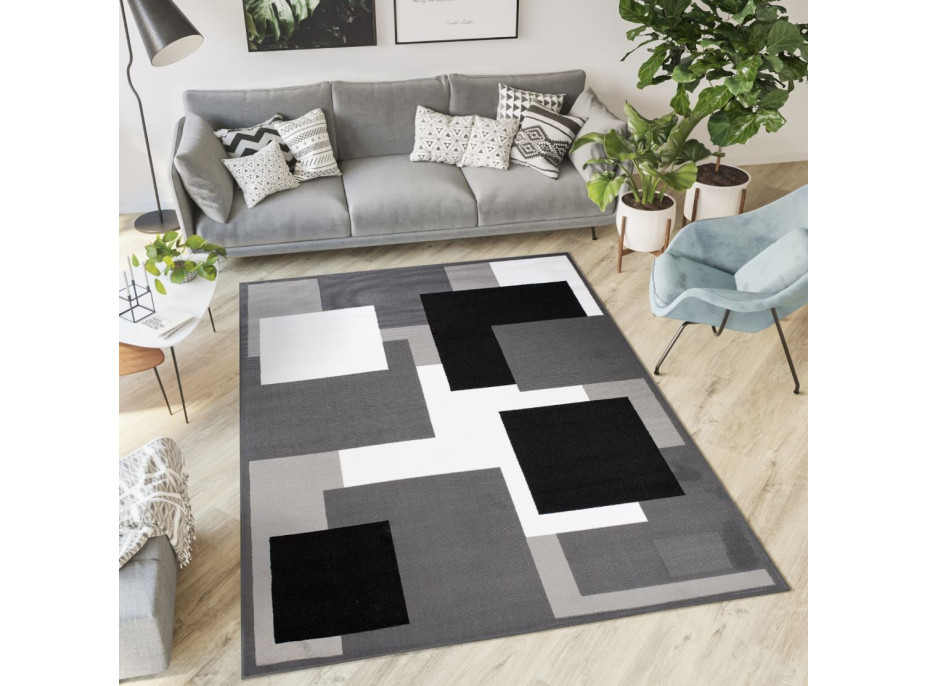 Kusový koberec TAPIS Squares - tmavo šedý