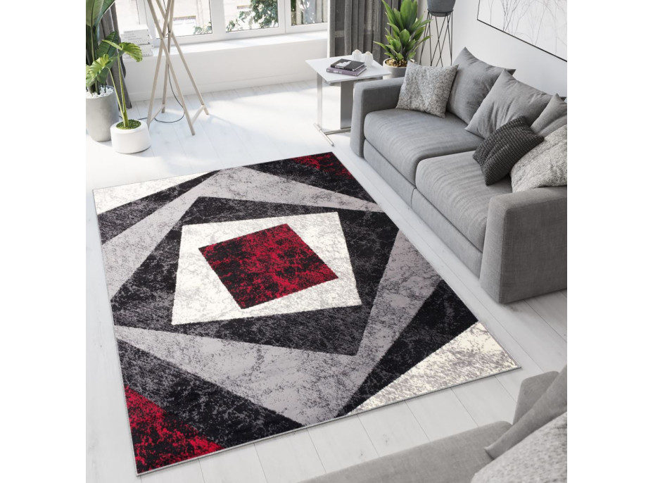 Kusový koberec TAPIS Vertigo - červený/sivý