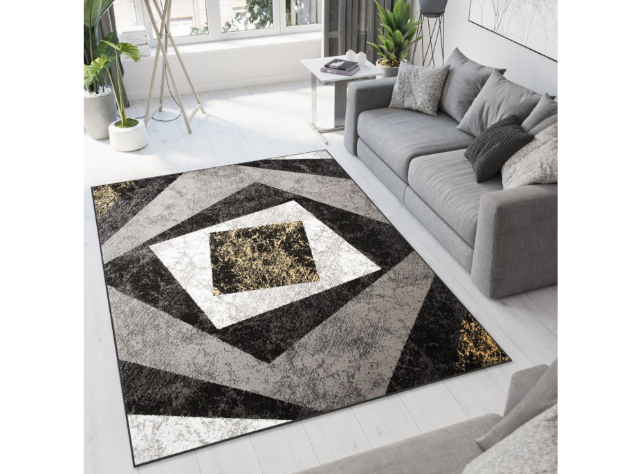 Kusový koberec TAPIS Vertigo - žltý/sivý