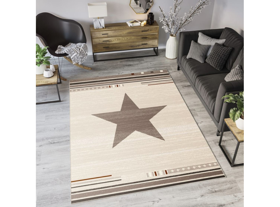Moderné kusový koberec MAROKO - CENTER STAR krémový L916B