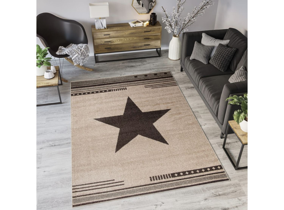 Moderné kusový koberec MAROKO - CENTER STAR béžový L916A
