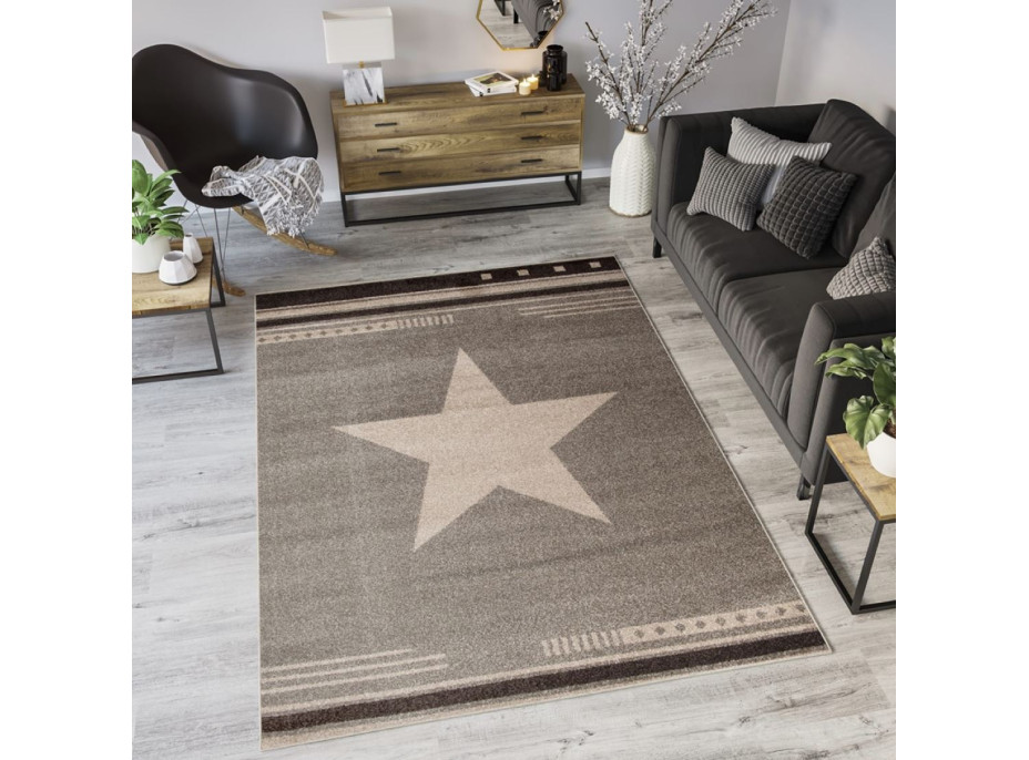 Moderné kusový koberec MAROKO - CENTER STAR tmavosivý L916A