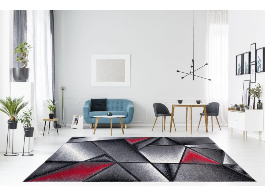 Moderný kusový koberec MATRA červeno-sivý J374C