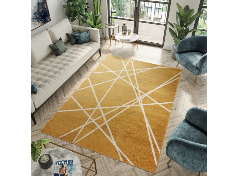 Moderný kusový koberec SPRING Raven - žltá