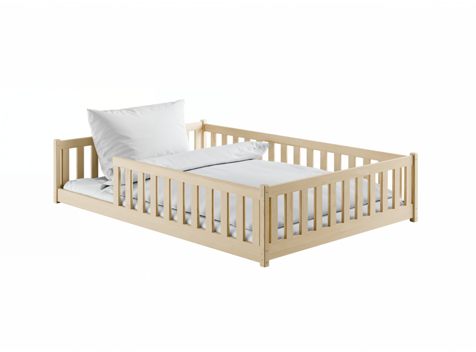Detská Montessori posteľ z masívu borovice BETTY - 200x140 cm - PRÍRODNÁ