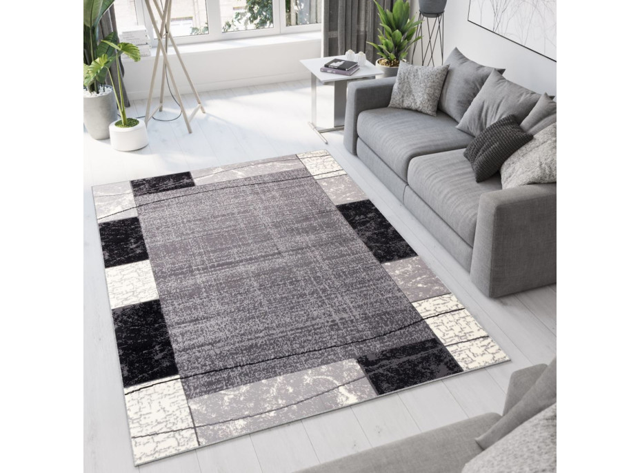 Kusový koberec TAPIS Tiles - tmavo šedý