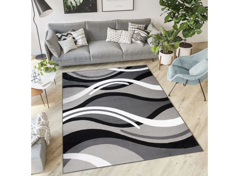 Kusový koberec TAPIS Vlny - šedý/tmavo šedý