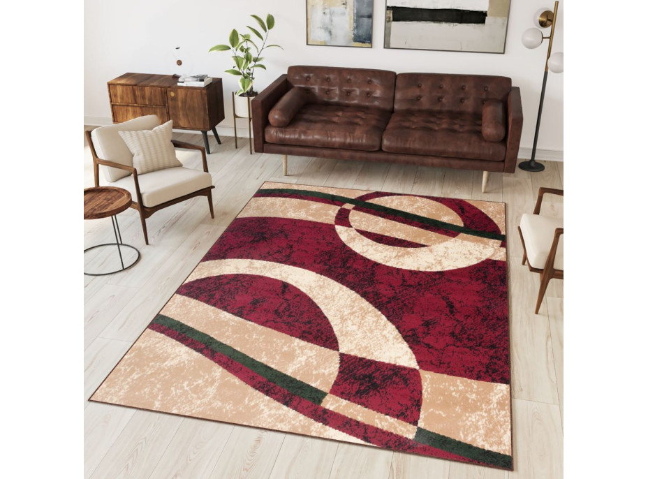 Kusový koberec TAPIS Circle - červený/béžový