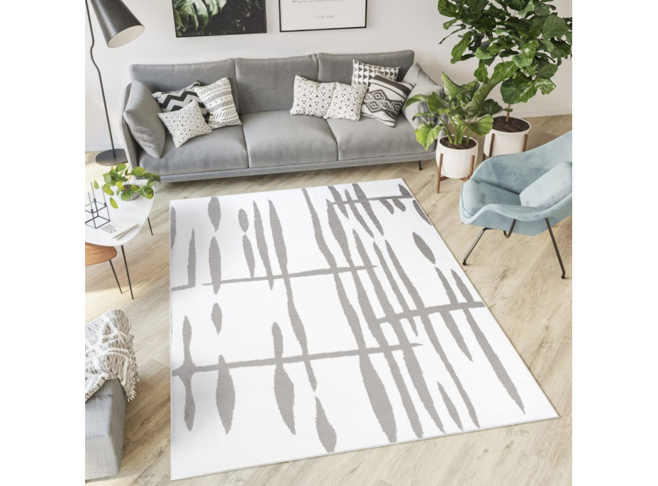 Kusový koberec TAPIS Flick - biely