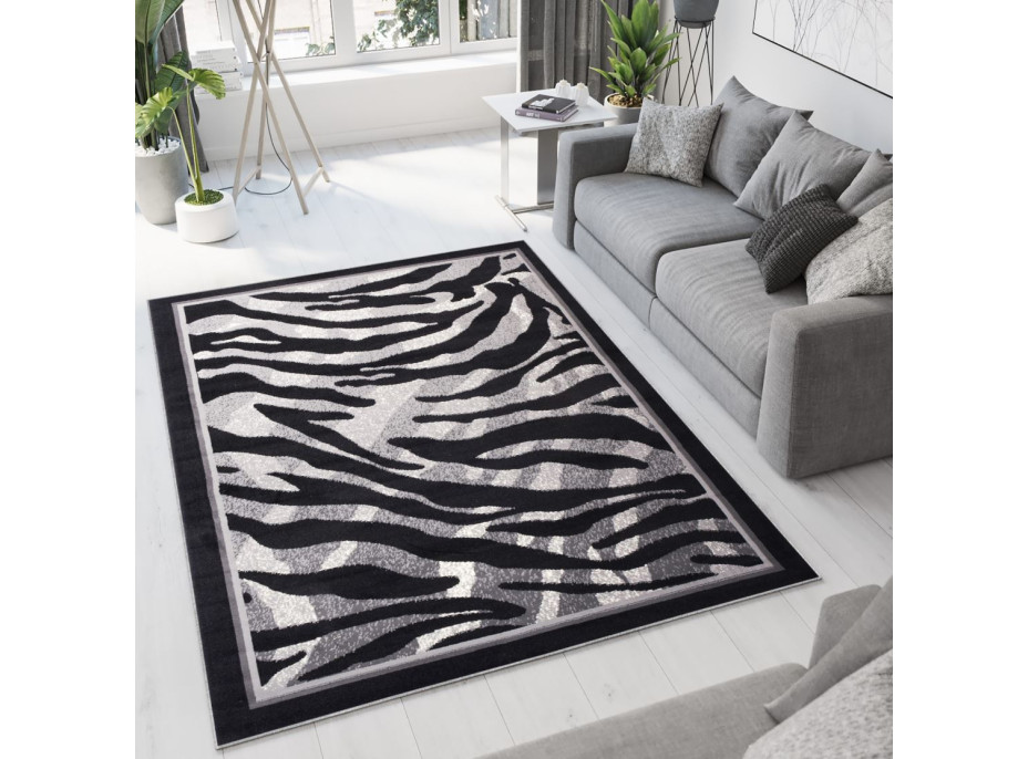 Kusový koberec TAPIS Tiger - šedý/čierny