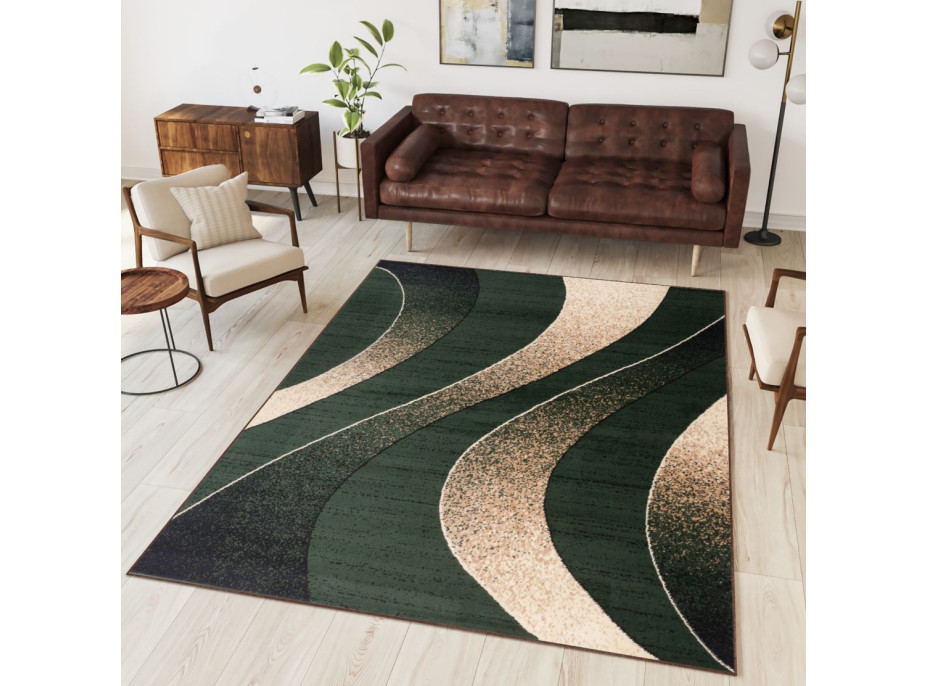 Kusový koberec TAPIS Waves - zelený/béžový