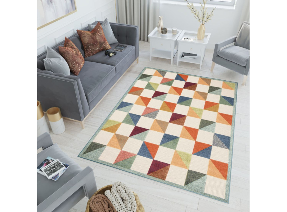 Kusový koberec AVENTURA Blocks - krémový/oranžový/modrý