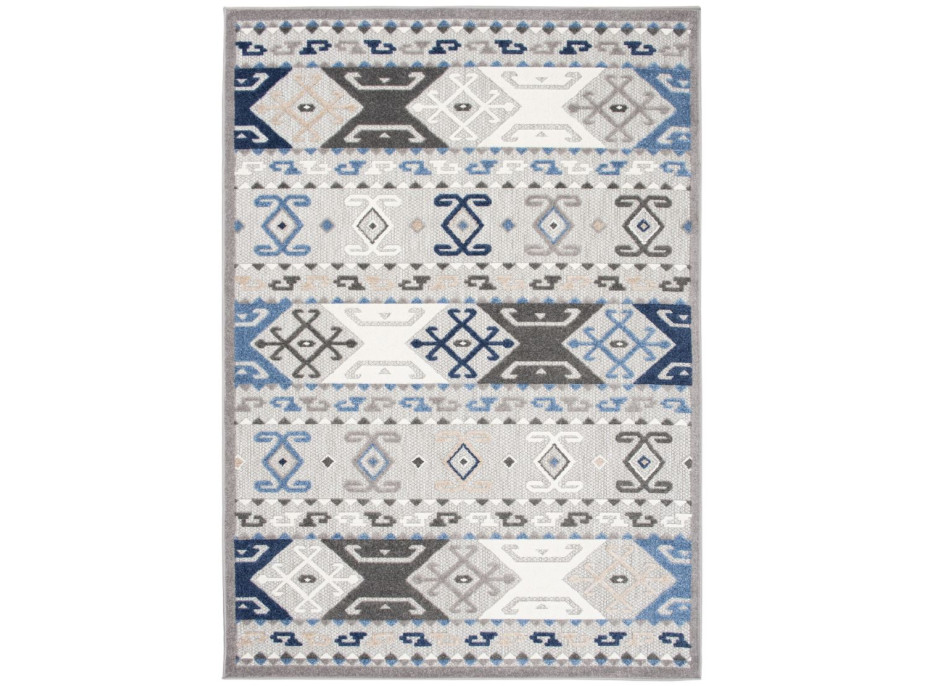Kusový koberec AVENTURA Folk - modrý/šedý