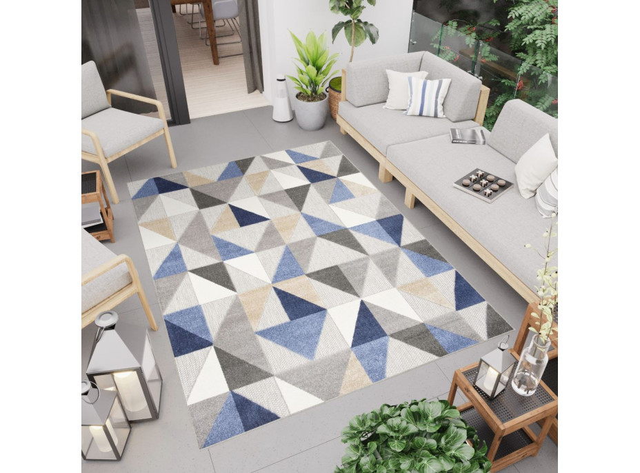 Kusový koberec AVENTURA Geometric - modrý/sivý