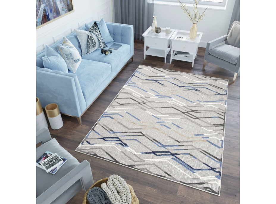 Kusový koberec AVENTURA Pattern - šedý/modrý