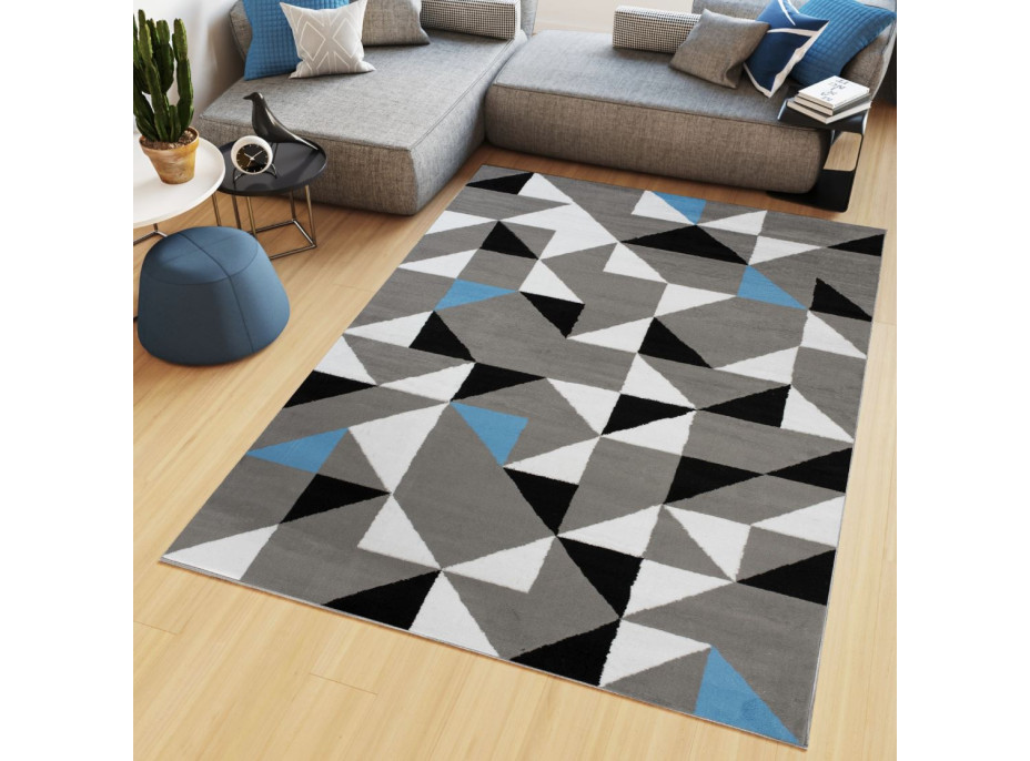 Kusový koberec MAYA Geometric - modrý/sivý
