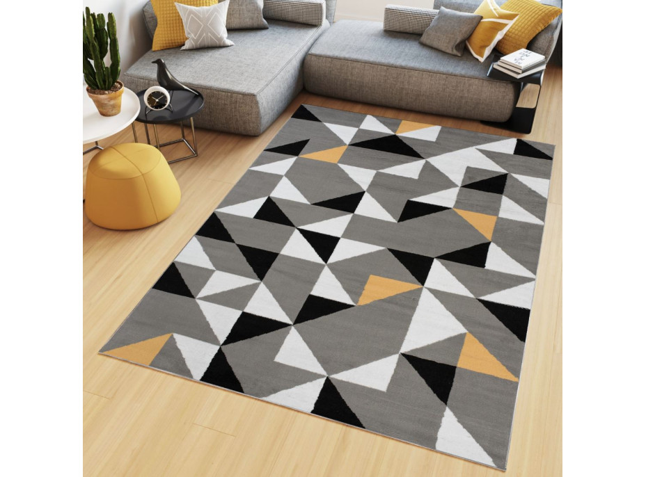 Kusový koberec MAYA Geometric - žltý/sivý