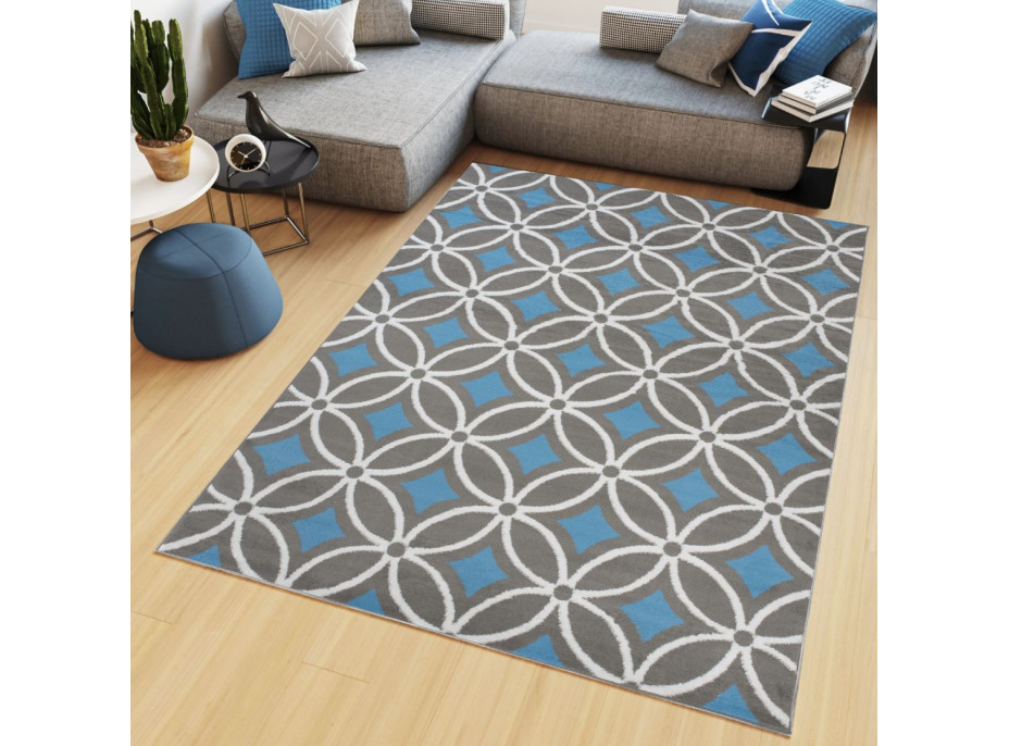 Kusový koberec MAYA Pattern - modrý/sivý