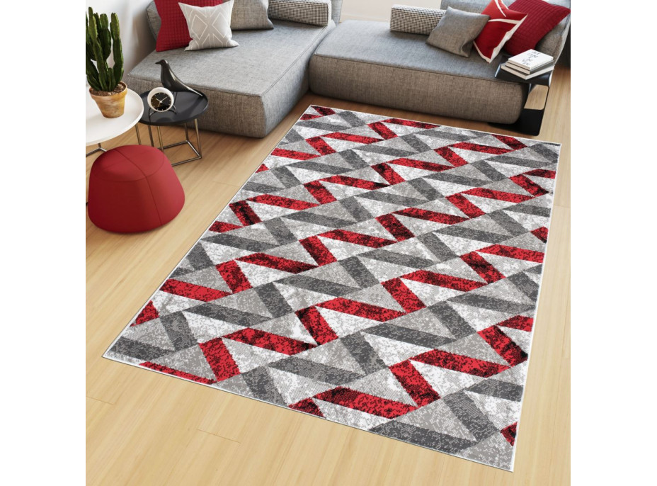 Kusový koberec MAYA Stripes - červený/sivý