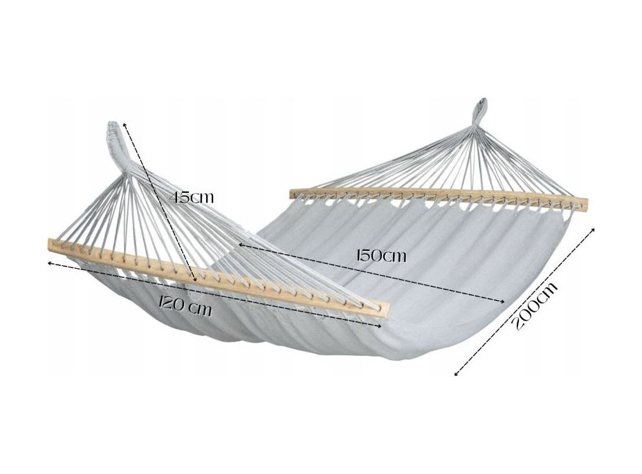 Závesná hojdacia sieť ULTIMATE XXL 200x150 cm - šedá s pruhmi