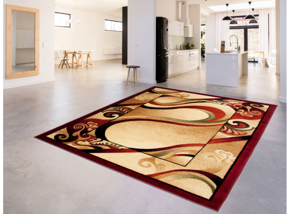 Kusový koberec ANTOGYA Wave - krémový/červený