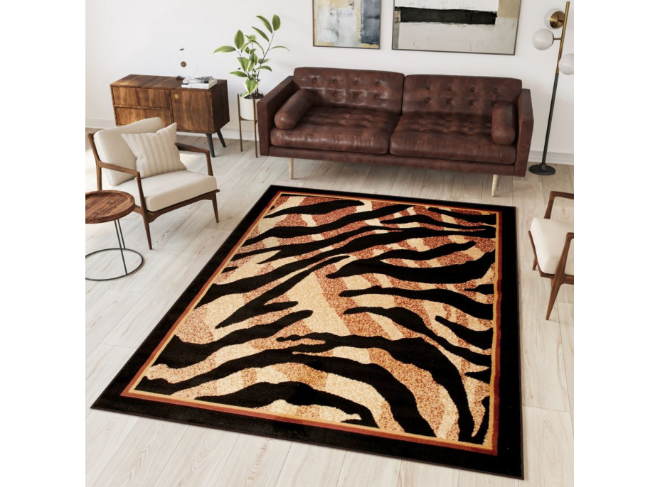 Kusový koberec BLACK ATLAS Tiger - hnedý/čierny