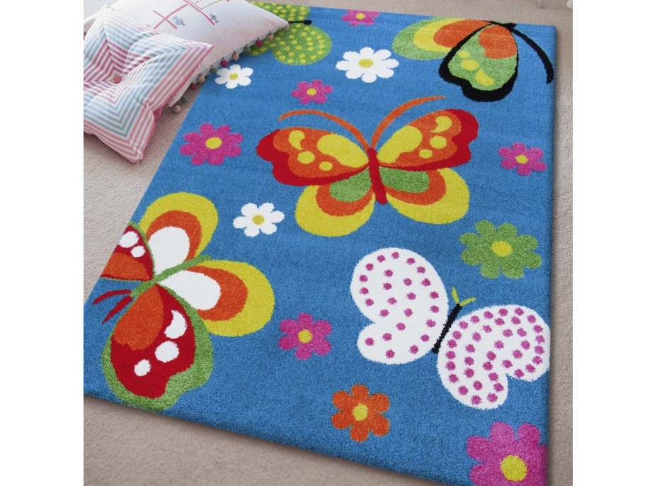 Detský koberec Farební motýle - modrý